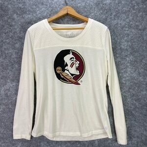 Florida State Seminoles FSU Shirt Womens Large Cream NCAA Football Long Sleeve